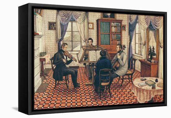 Anthony and Three Friends Playing a String Quartet-Masolino Da Panicale-Framed Stretched Canvas