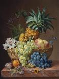 Still Life with a Pineapple, Grapes, Peaches, a Plum, a Tangerine and Assorted Flowers-Anthony Oberman-Framed Stretched Canvas