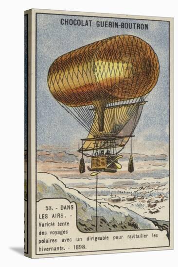 Anthony Varicle Flying His Dirigible Airship to Alaska to Resupply Overwintering Gold Prospectors-null-Stretched Canvas