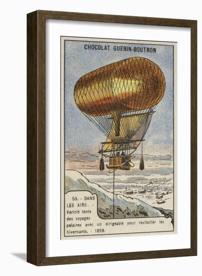 Anthony Varicle Flying His Dirigible Airship to Alaska to Resupply Overwintering Gold Prospectors-null-Framed Giclee Print