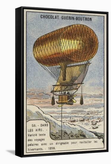 Anthony Varicle Flying His Dirigible Airship to Alaska to Resupply Overwintering Gold Prospectors-null-Framed Stretched Canvas