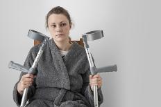 Woman Seated with Crutches-Anthony West-Mounted Photographic Print