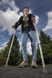 Woman Standing on Crutches-Anthony West-Photographic Print