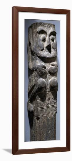 Anthropomorphic-Figure Tomb Pillar with Stamped Decoration, Terracotta, China-null-Framed Giclee Print