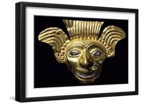 Anthropomorphic Gold Mask Originating from La Tolita-null-Framed Premium Giclee Print