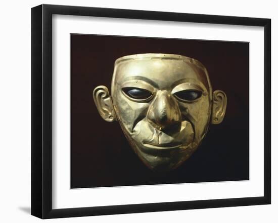 Anthropomorphic Gold Mask Originating with Platinum Eyes from La Tolita-null-Framed Giclee Print