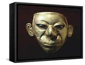 Anthropomorphic Gold Mask Originating with Platinum Eyes from La Tolita-null-Framed Stretched Canvas