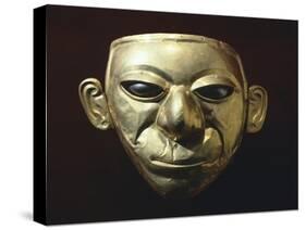 Anthropomorphic Gold Mask Originating with Platinum Eyes from La Tolita-null-Stretched Canvas