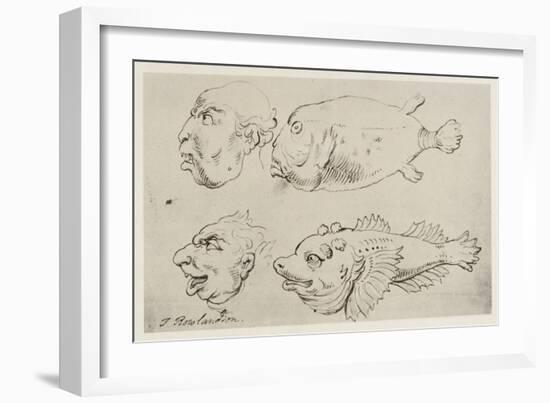 Anthropomorphic Heads of Men and Fish-Thomas Rowlandson-Framed Giclee Print