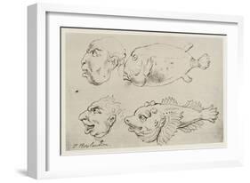 Anthropomorphic Heads of Men and Fish-Thomas Rowlandson-Framed Giclee Print