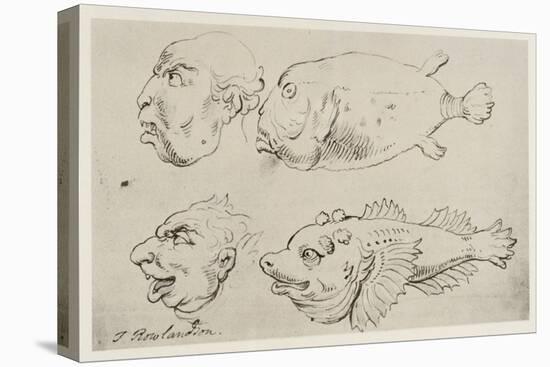 Anthropomorphic Heads of Men and Fish-Thomas Rowlandson-Stretched Canvas