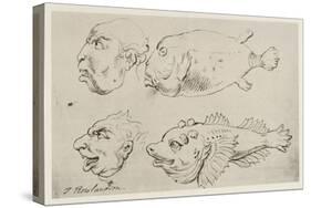 Anthropomorphic Heads of Men and Fish-Thomas Rowlandson-Stretched Canvas