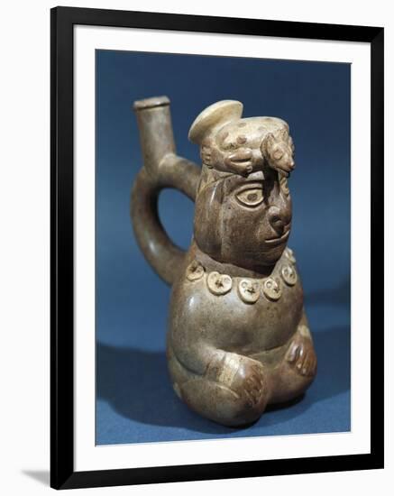 Anthropomorphic Polychrome Terracotta Vessel with Figure of Seated Priest or Shaman-null-Framed Giclee Print