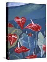 Anthurium Mural in Jardin de Balata, Martinique, Caribbean-Walter Bibikow-Stretched Canvas