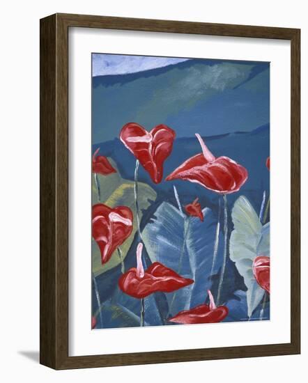 Anthurium Mural in Jardin de Balata, Martinique, Caribbean-Walter Bibikow-Framed Photographic Print