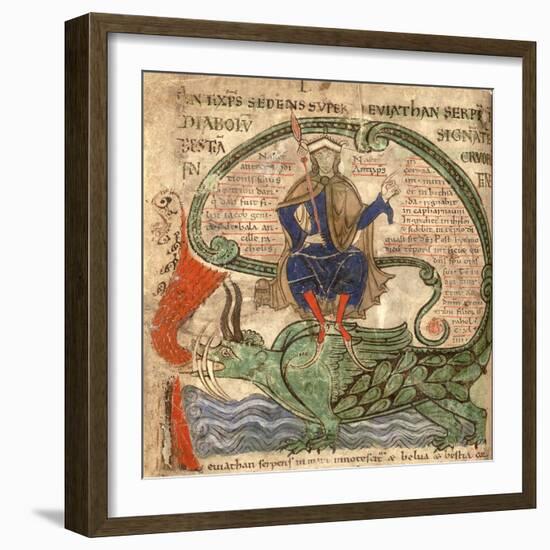 Anti Christ Seated on a Leviathan from 'Liber Floridus' by Lambert de Saint-Omer, 1120-Flemish School-Framed Giclee Print