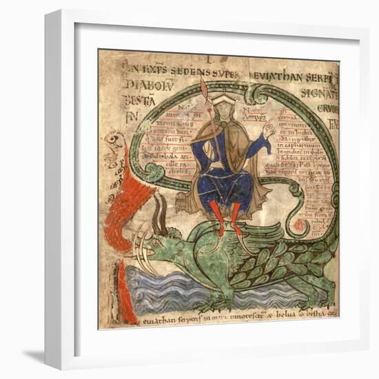 Anti Christ Seated on a Leviathan from 'Liber Floridus' by Lambert de Saint-Omer, 1120-Flemish School-Framed Giclee Print