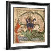 Anti Christ Seated on a Leviathan from 'Liber Floridus' by Lambert de Saint-Omer, 1120-Flemish School-Framed Giclee Print