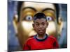 Anti-Government Protester Listens to Speeches in a Main Commercial Shopping District in Bangkok-null-Mounted Photographic Print