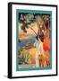 Antibes, Lady in White with Parasol and Dog-David Dellepiane-Framed Art Print