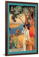 Antibes, Lady in White with Parasol and Dog-David Dellepiane-Framed Art Print