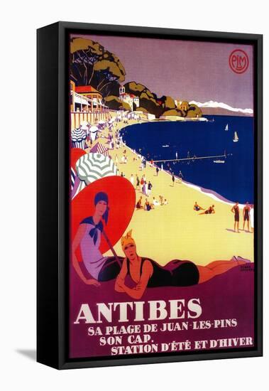 Antibes Vintage Poster - Europe-Lantern Press-Framed Stretched Canvas