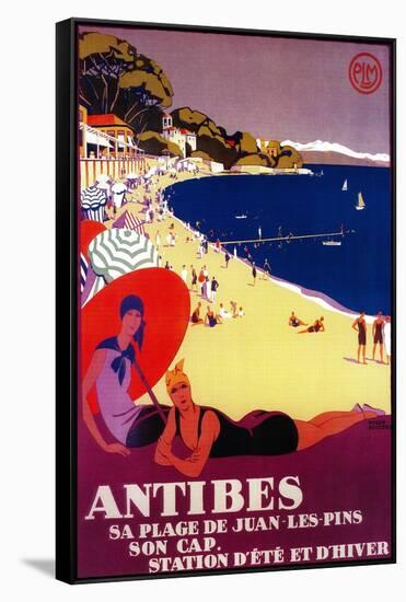 Antibes Vintage Poster - Europe-Lantern Press-Framed Stretched Canvas