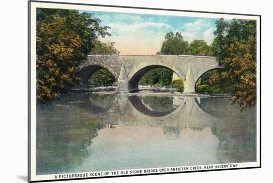 Antietam Creek, Maryland - Nat'l Road, Old Stone Bridge Near Hagerstown-Lantern Press-Mounted Art Print