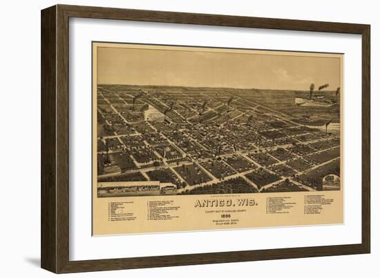 Antigo, Wisconsin - Panoramic Map - Antigo, WI-Lantern Press-Framed Art Print