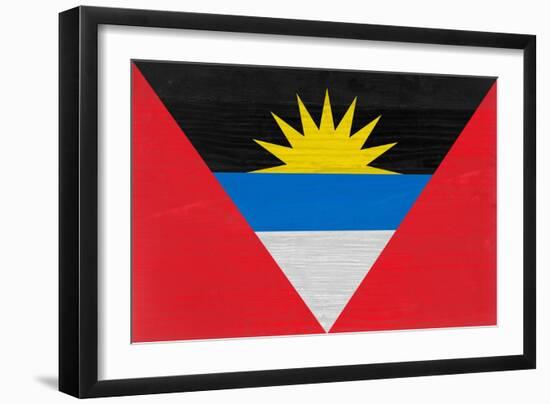 Antigua And Barbuda Flag Design with Wood Patterning - Flags of the World Series-Philippe Hugonnard-Framed Art Print