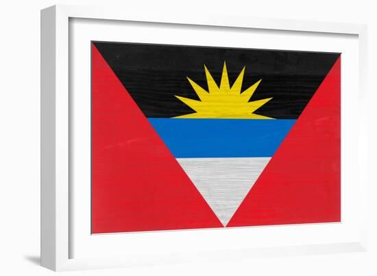 Antigua And Barbuda Flag Design with Wood Patterning - Flags of the World Series-Philippe Hugonnard-Framed Art Print
