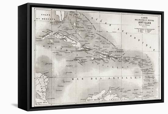 Antilles Old Map. Created By Vuillemin And Erhard, Published On Le Tour Du Monde, Paris, 1860-marzolino-Framed Stretched Canvas