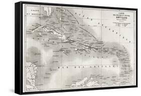 Antilles Old Map. Created By Vuillemin And Erhard, Published On Le Tour Du Monde, Paris, 1860-marzolino-Framed Stretched Canvas