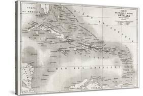Antilles Old Map. Created By Vuillemin And Erhard, Published On Le Tour Du Monde, Paris, 1860-marzolino-Stretched Canvas