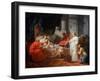 Antiochus ill in bed as his doctor, Erasistratus, discovers his love for Stratonice of Syria.-Vernon Lewis Gallery-Framed Art Print