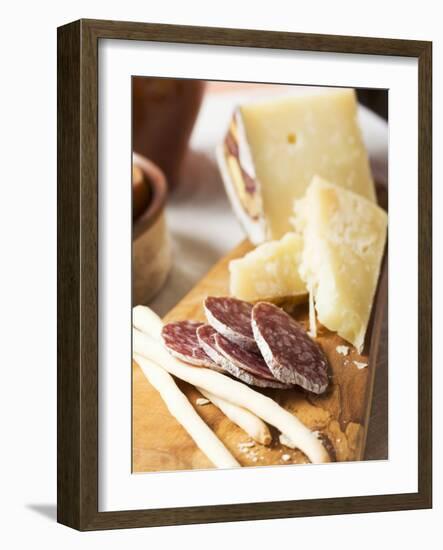 Antipasto Rustico (Grissini, Salami, Pecorino and Parmesan)-null-Framed Photographic Print