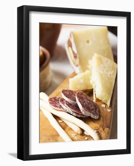 Antipasto Rustico (Grissini, Salami, Pecorino and Parmesan)-null-Framed Photographic Print