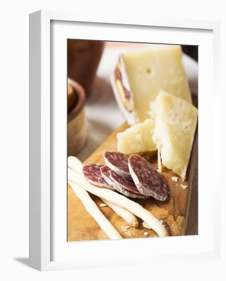 Antipasto Rustico (Grissini, Salami, Pecorino and Parmesan)-null-Framed Photographic Print