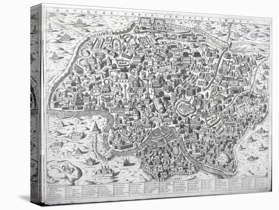 Antiquae Urbis Perfecta Imago, Map of Rome, C.1600-Ambrogio Brambilla-Stretched Canvas