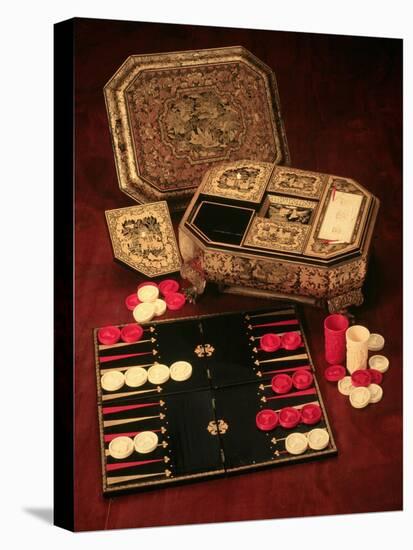 Antique Backgammon Set and Boards-null-Stretched Canvas