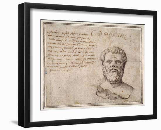 Antique Bust of Sophocles, Annotated, after Fulvio Orsini-Maerten van Heemskerck-Framed Giclee Print