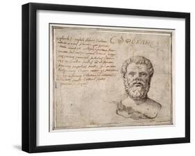 Antique Bust of Sophocles, Annotated, after Fulvio Orsini-Maerten van Heemskerck-Framed Giclee Print