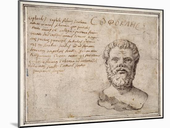 Antique Bust of Sophocles, Annotated, after Fulvio Orsini-Maerten van Heemskerck-Mounted Giclee Print