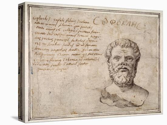 Antique Bust of Sophocles, Annotated, after Fulvio Orsini-Maerten van Heemskerck-Stretched Canvas
