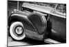 Antique Car With Whitewall Tires B/W-null-Mounted Poster