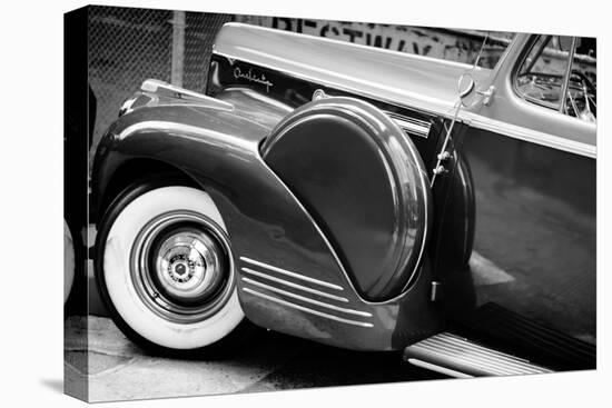 Antique Car With Whitewall Tires B/W-null-Stretched Canvas