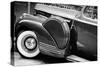 Antique Car With Whitewall Tires B/W-null-Stretched Canvas