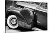 Antique Car With Whitewall Tires B/W-null-Stretched Canvas