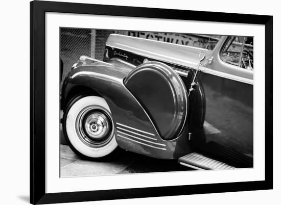 Antique Car With Whitewall Tires B/W-null-Framed Photo