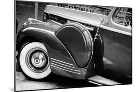 Antique Car With Whitewall Tires B/W-null-Mounted Photo